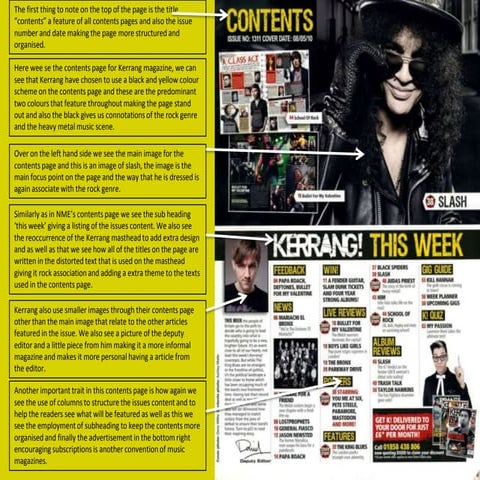 Kerrang contents page analysis. | PPTX