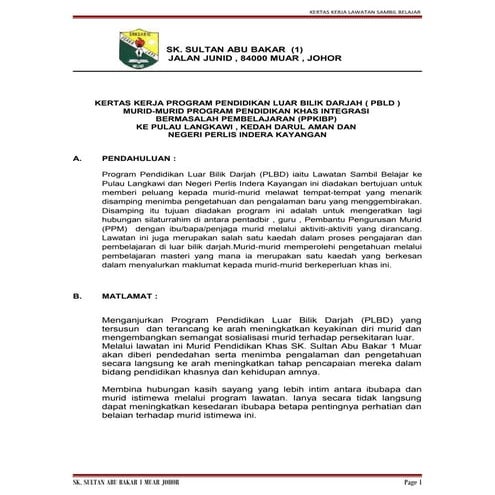 Kertas kerja lawatan-sambil-belajar ke langkawi kini