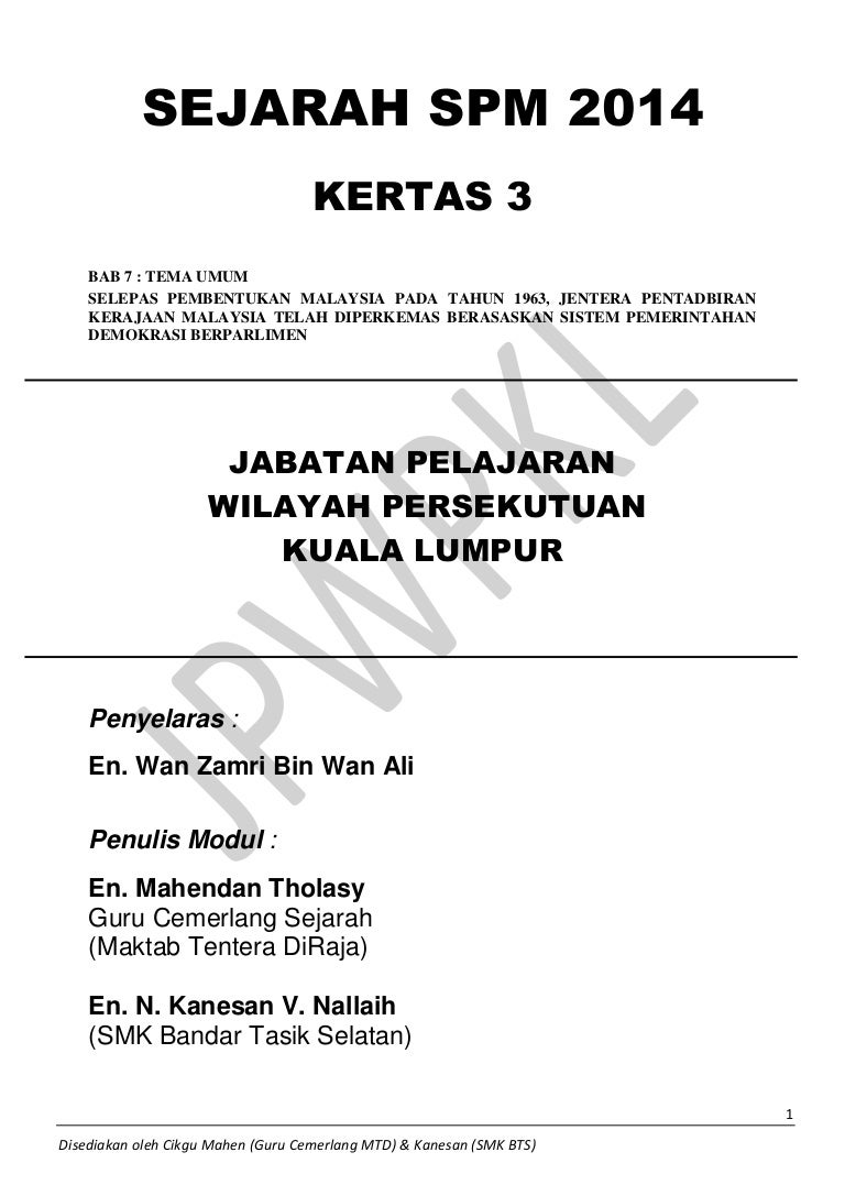 Kertas 3 Jpwpkl Cikgu Mike Mahen