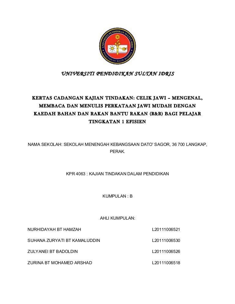 Kertas Cadangan Kajian Tindakan Celik Jawi Mengenal Membaca Dan Me