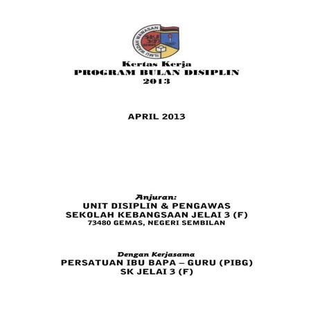 Kertas kerja bulan disiplin