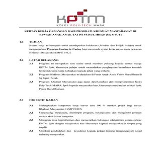 Kertas kerja cadangan bagi program ...