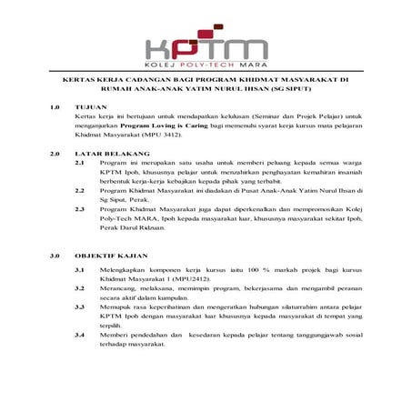 Kertas kerja cadangan bagi program khidmat masyarakat 2