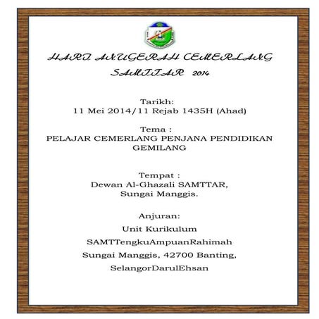 Contoh Kertas Kerja Hari Anugerah Cemerlang