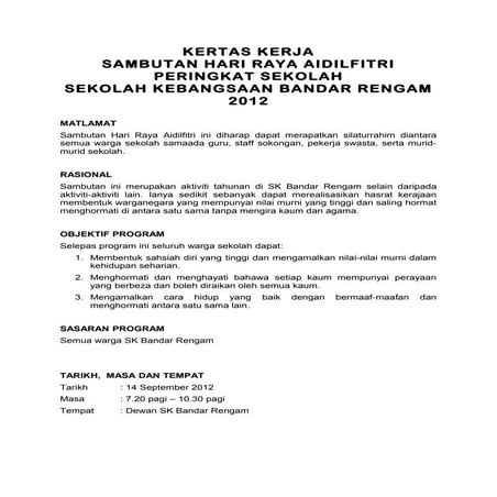 Kertas Kerja Sambutan Hari Raya