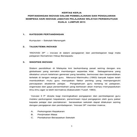 Kertas kerja inovasi  3 p