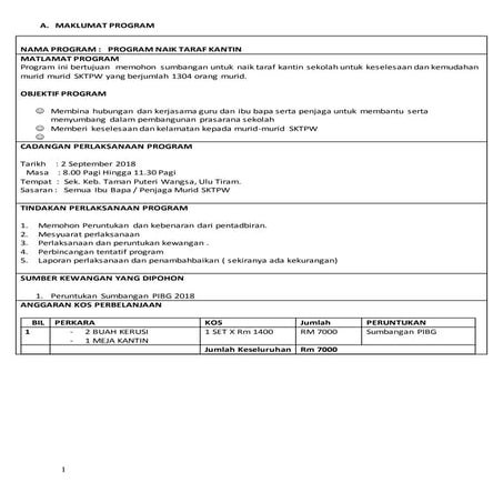 Kertas kerja kerusi meja kantin