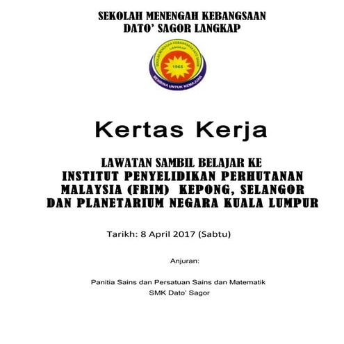 Kertas kerja lawatan ke frim , planetarium