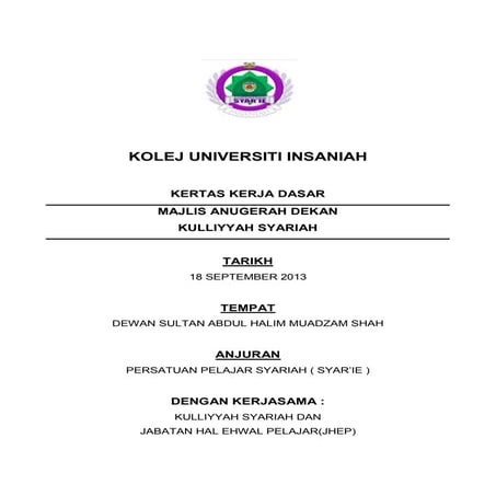 Kertas kerja majlis anugerah dekan