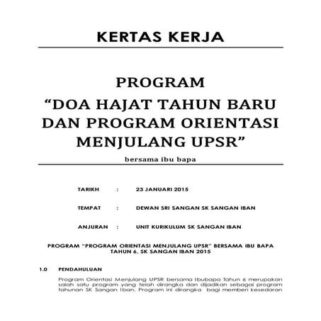 Kertas kerja orientasi thn 6