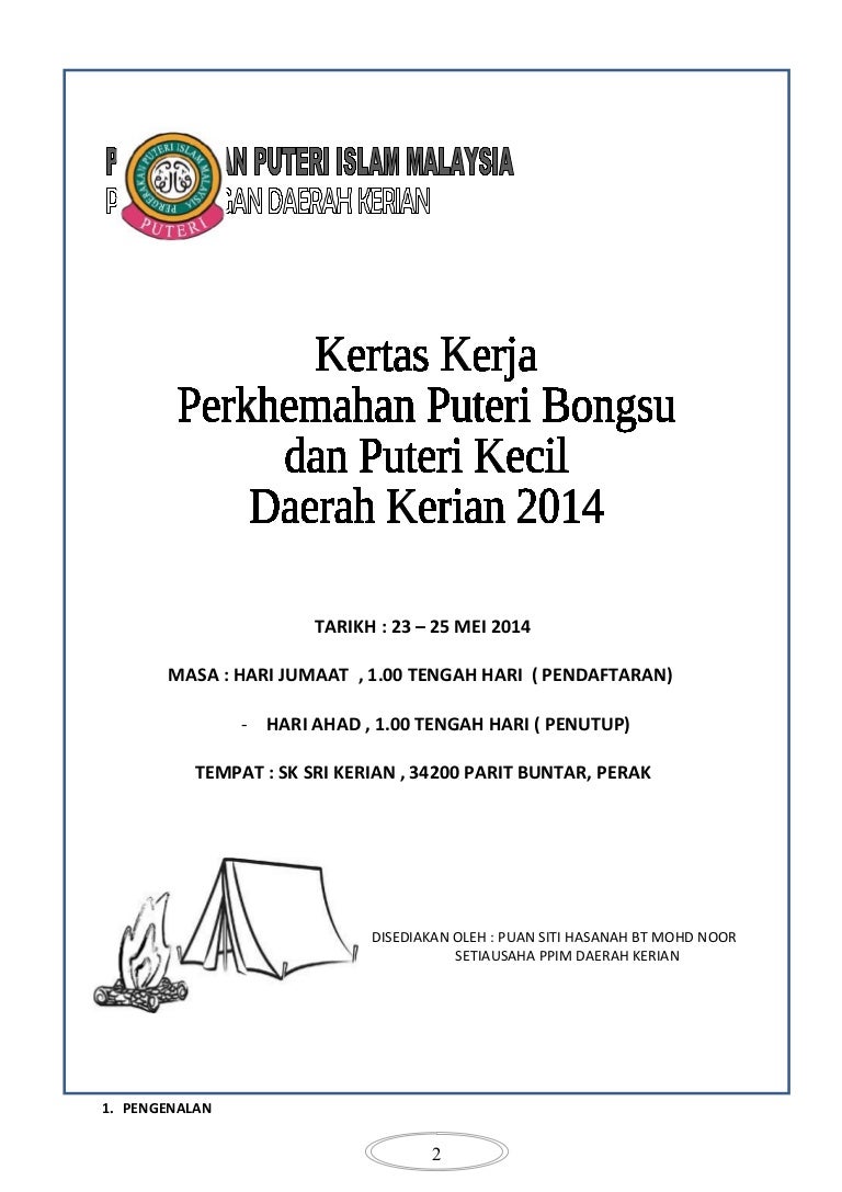 Kertas kerja perkhemahan 2014