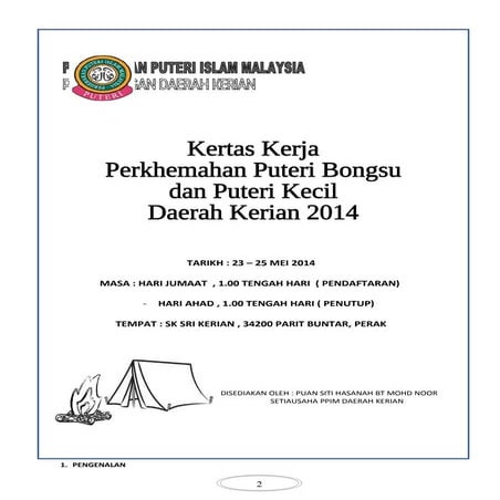 Kertas kerja perkhemahan 2014