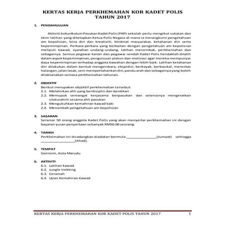 Kertas Kerja Perkhemahan Kadet Polis