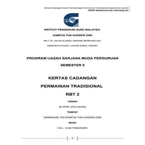Kertas kerja khemah | DOCX