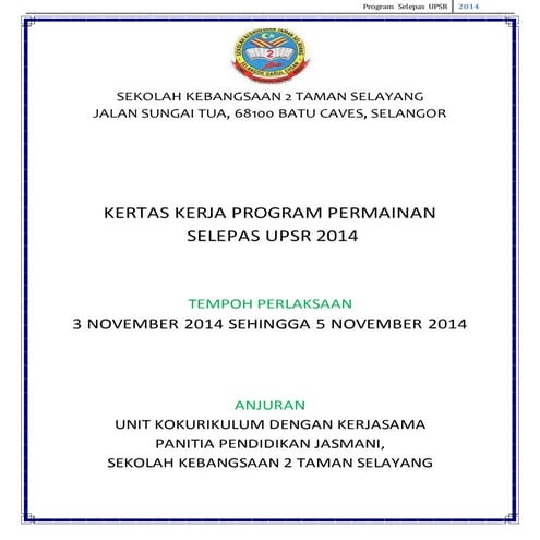 Kertas kerja program lps upsr | DOCX