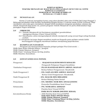 Kertas kerja teknik menjawab lukisan