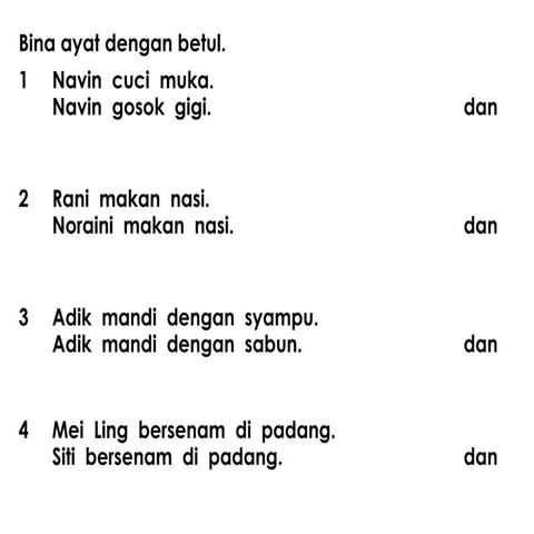Kertas latihan kata hubung 