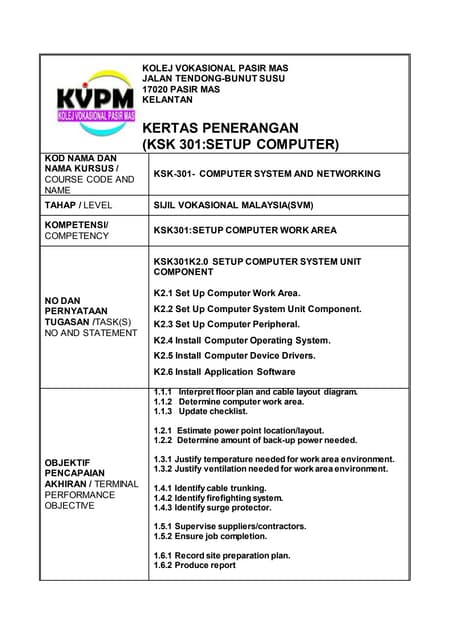 Senarai semak penyelenggaraan komputer | DOCX