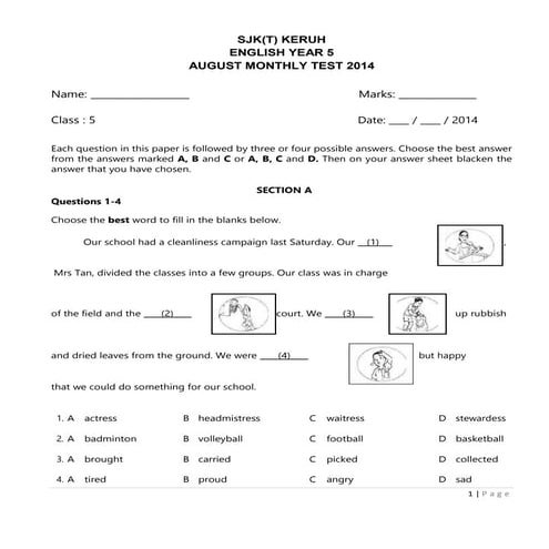 Kertas soalan bahasa ingggeris tahun 5