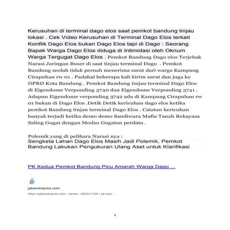 Kerusuhan di terminal dago elos saat pemkot bandung tinjau lokasi Eigendome V...