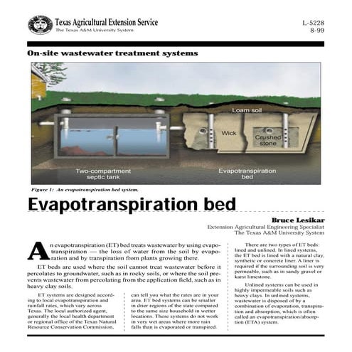 Evapotranspiration Bed Wastewater Treatment and Gardening