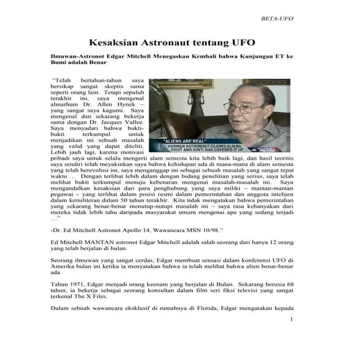 Kesaksian astronaut tentang ufo