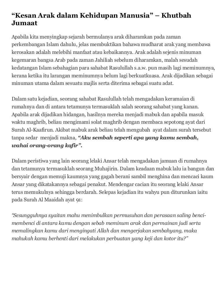 Kesan Arak Dalam Kehidupan Manusia