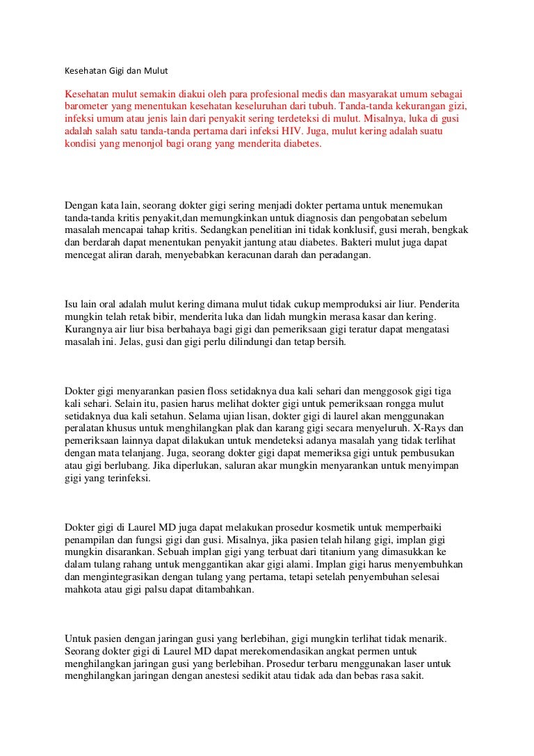 Contoh Teks Eksplanasi Tentang Kesehatan Gigi Terkait Teks