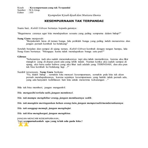 Kesempurnaan tak Terpandai