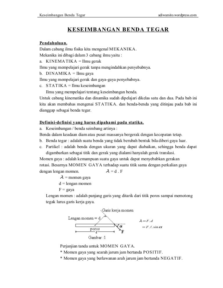 Kesetimbangan Benda Tegar