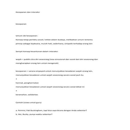Kesopanan dan interaksi