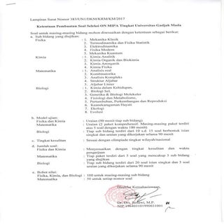 Ketentuan Soal ON MIPA (UGM)