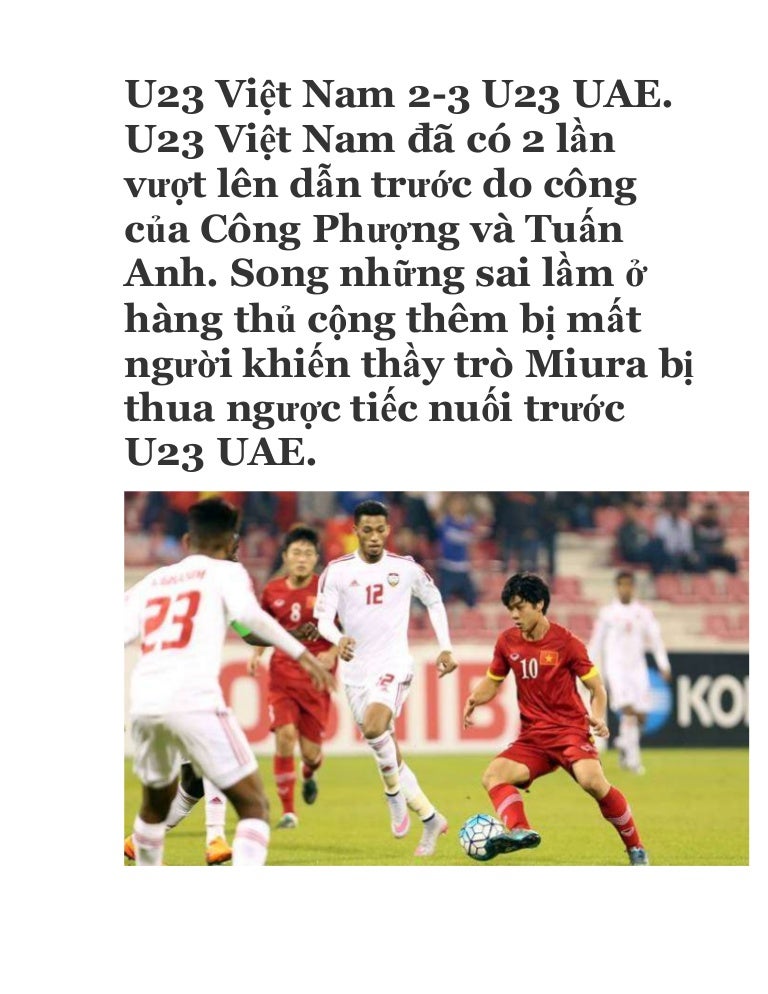 Ket qua bong da truc tuyen u23 viet nam 2 - 3 u23 uae