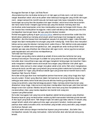 Keunggulan bermain di agen judi bola resmi