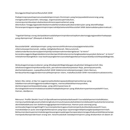 Keunggulan kepimpinan rasulullah saw
