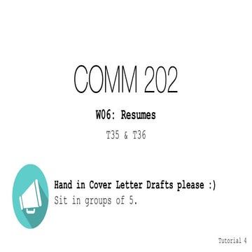 W06: Cover Letter Peer Review & Resume