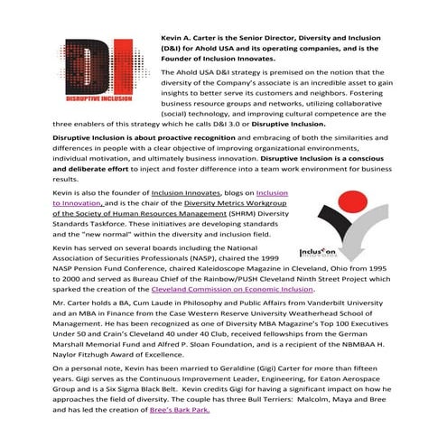 Disruptive Inclusion _ Kevin Carter Biography