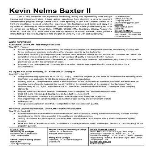 Kevin Nelms Baxter Resume