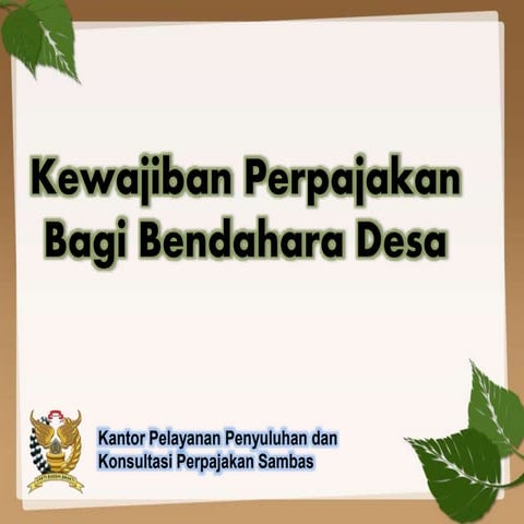 Kewajiban perpajakan bagi bendahara desa