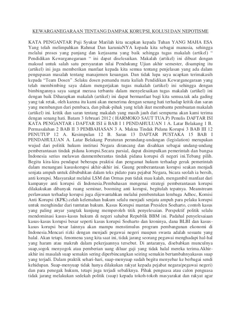 Kewarganegaraan Tentang Dampak Korupsi