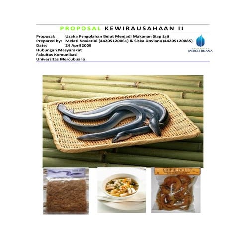 Belut Kewirausahaan Dokumen Proposal