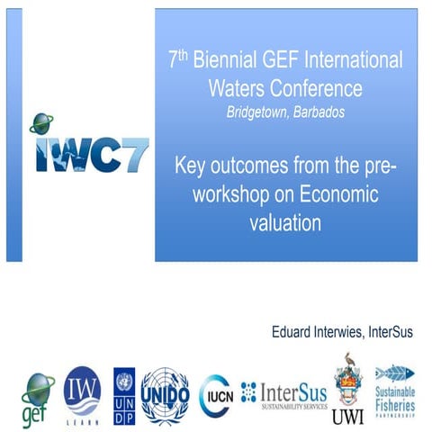 Key outcomes from the pre-workshop on Economic valuation