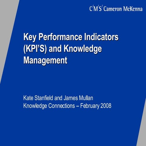 Key Performance Indicators And Knowledge Management