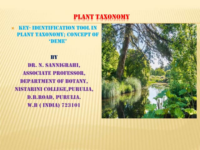 Key- Identification device & Deme concept in Plant Taxonomy