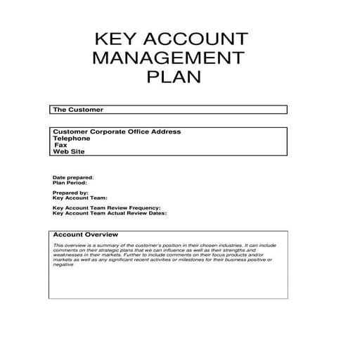 Key Account Management Plan