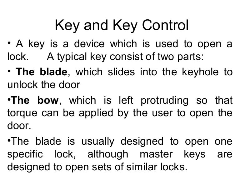 Key and key control