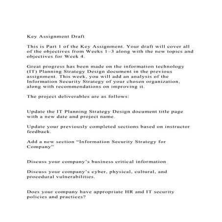 Key Assignment DraftThis is Part 1 of the Key Assignment. Yo.docx | IT ...