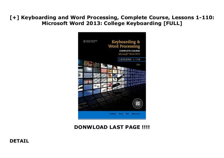Keyboarding And Word Processing Plete Course Lessons 1 110