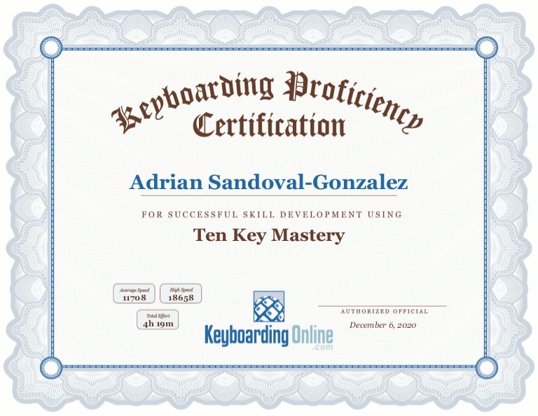 Keyboarding Certificate
