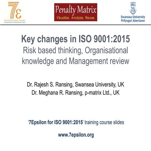 Key changes to ISO 9001:2015 and 7 steps of 7Epsilon